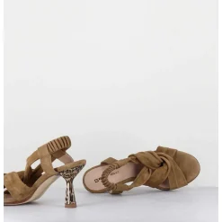Sandales Talon Leopard En Daim Marron - Capa Militare