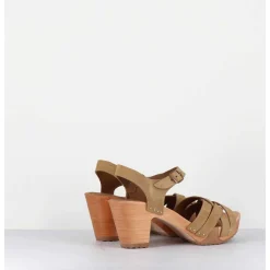 Sandales-Sabots A Talon Leger En Daim Camel - 236-109 Daim Tan