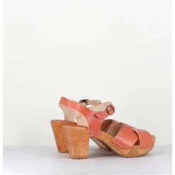 Sandales-Sabots A Talon Leger En Cuir - 457-047 Vegetal Rose