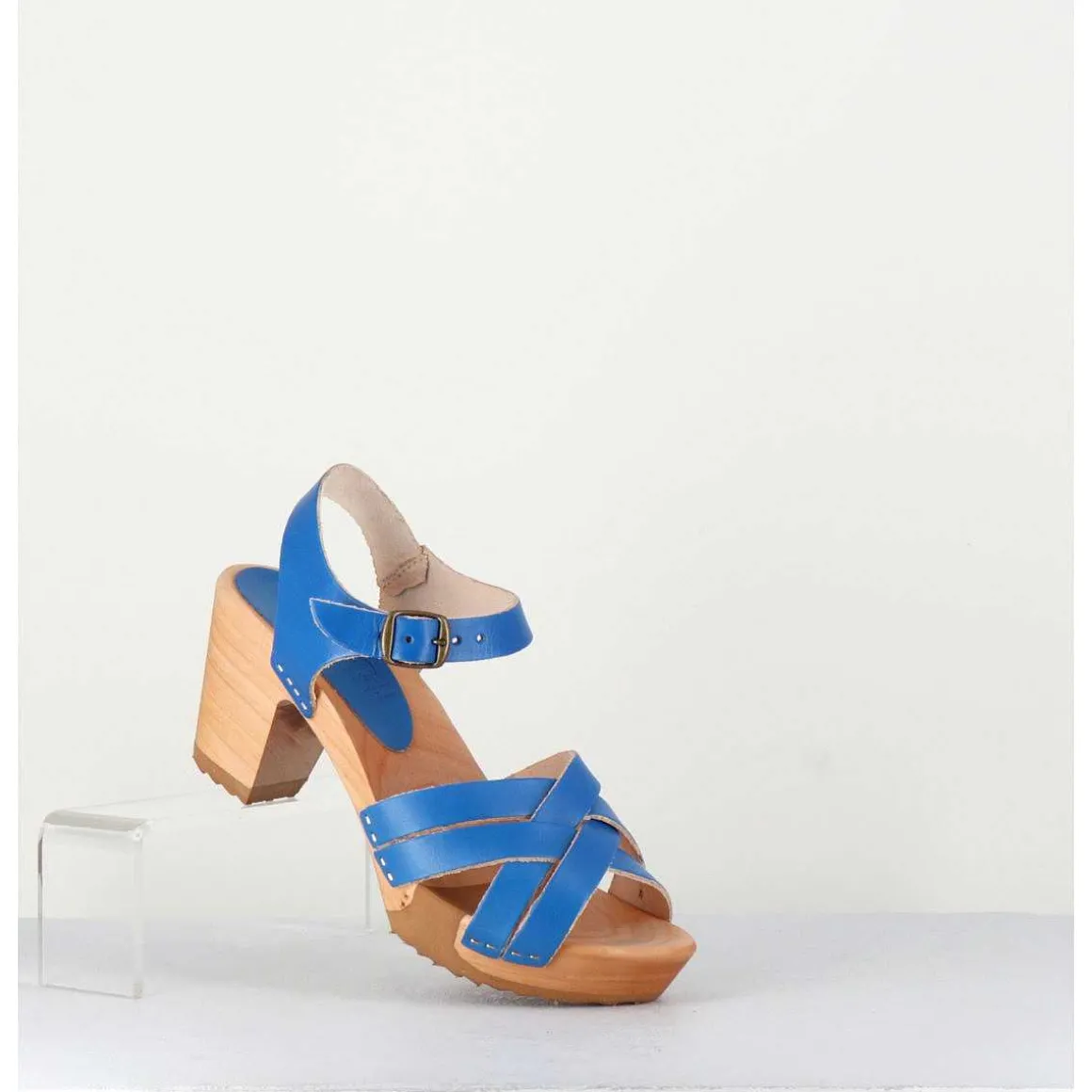 Sandales-Sabots A Talon Leger Bleu Indigo - 236-047 Vegetal Bleu