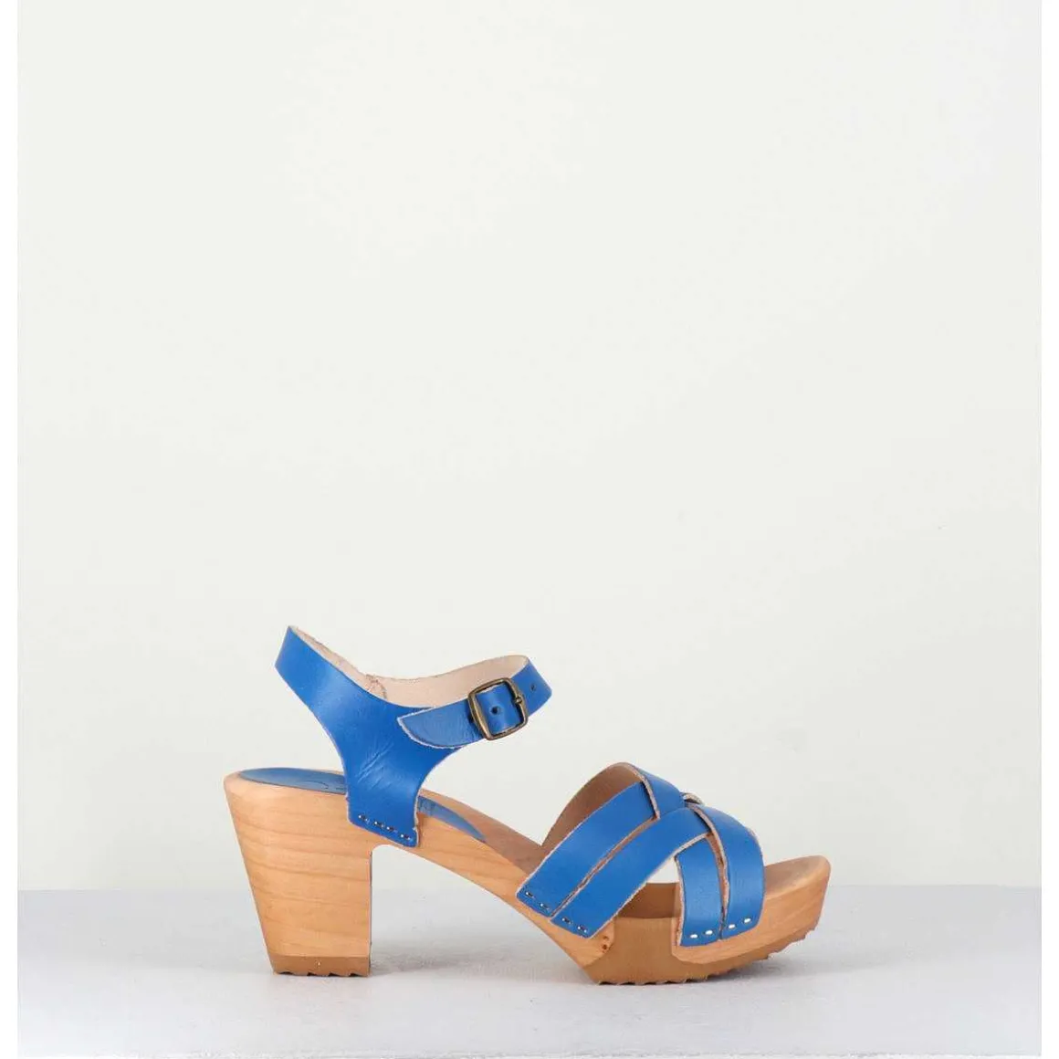 Sandales-Sabots A Talon Leger Bleu Indigo - 236-047 Vegetal Bleu