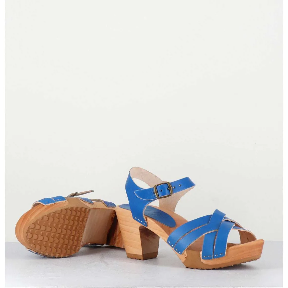 Sandales-Sabots A Talon Leger Bleu Indigo - 236-047 Vegetal Bleu