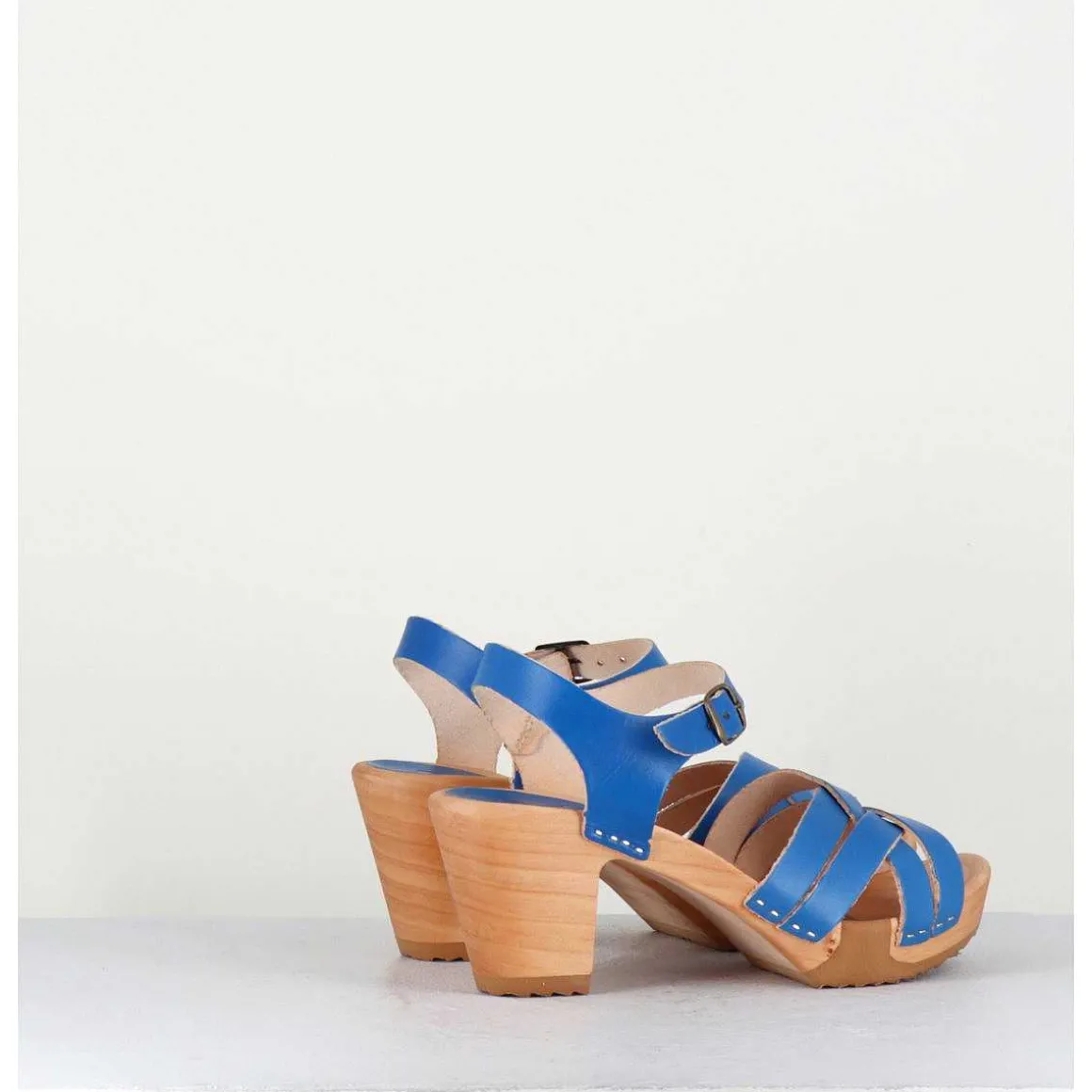 Sandales-Sabots A Talon Leger Bleu Indigo - 236-047 Vegetal Bleu