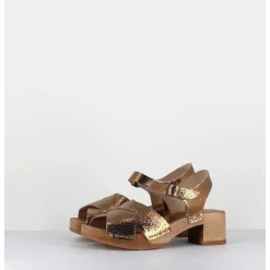 Sandales-Sabots Flexible Cuir Bronze Petit Talon - 457-288 Old Metal