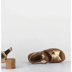 Sandales-Sabots Flexible Cuir Bronze Petit Talon - 457-288 Old Metal