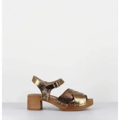 Sandales-Sabots Flexible Cuir Bronze Petit Talon - 457-288 Old Metal