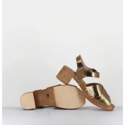 Sandales-Sabots Flexible Cuir Bronze Petit Talon - 457-288 Old Metal