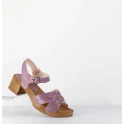 Sandales-Sabots Flexible Cuir Mauve Petit Talon - 236-059 Vegetal Violine