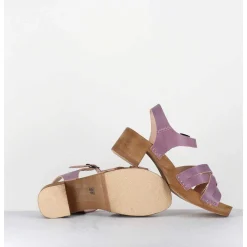 Sandales-Sabots Flexible Cuir Mauve Petit Talon - 236-059 Vegetal Violine