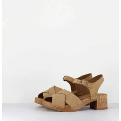 Sandales-Sabots Flexible Daim Camel Petit Talon - 457-288 Daim Tan
