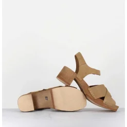 Sandales-Sabots Flexible Daim Camel Petit Talon - 457-288 Daim Tan