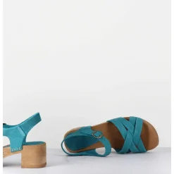 Sandales-Sabots Flexible Daim Bleu Petit Talon - 236-059 Daim Cobalt