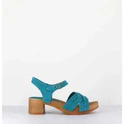 Sandales-Sabots Flexible Daim Bleu Petit Talon - 236-059 Daim Cobalt