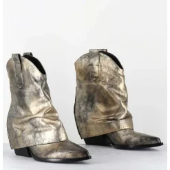 Santiag Guetre Zip Cuir Dore Patine - E3973 Mister Oro