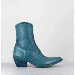 Santiags En Cuir Bleu - 3843 Alfa Cielo