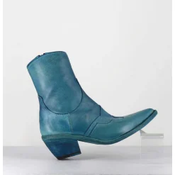 Santiags En Cuir Bleu - 3843 Alfa Cielo
