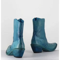 Santiags En Cuir Bleu - 3843 Alfa Cielo