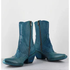 Santiags En Cuir Bleu - 3843 Alfa Cielo