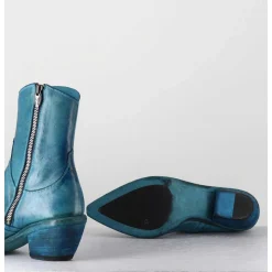 Santiags En Cuir Bleu - 3843 Alfa Cielo