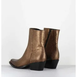 Santiags En Cuir Effet Serpent Dore - Sebero Piton Old Gold