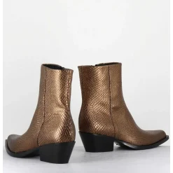 Santiags En Cuir Effet Serpent Dore - Sebero Piton Old Gold