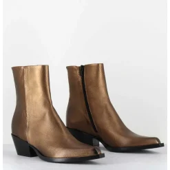 Santiags En Cuir Metallise Dore - Seber2 Pegasus Gold
