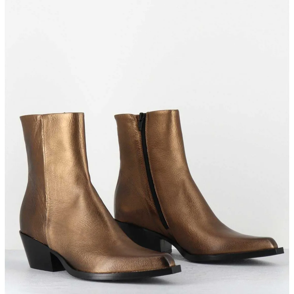 Santiags En Cuir Metallise Dore - Seber2 Pegasus Gold