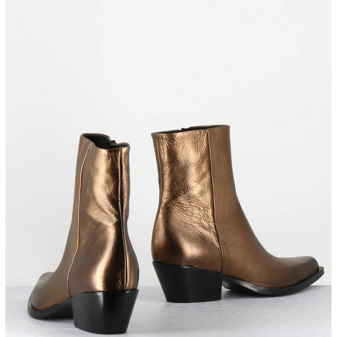 Santiags En Cuir Metallise Dore - Seber2 Pegasus Gold