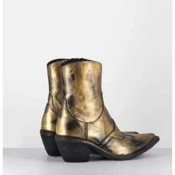 Santiags En Cuir Metallise Dore - 3857 Super Oro