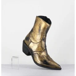 Santiags En Cuir Metallise Dore - 3857 Super Oro