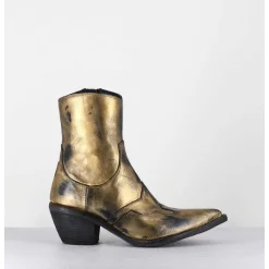 Santiags En Cuir Metallise Dore - 3857 Super Oro