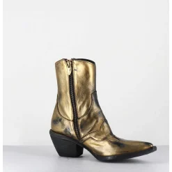 Santiags En Cuir Metallise Dore - 3857 Super Oro