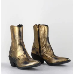 Santiags En Cuir Metallise Dore - 3857 Super Oro