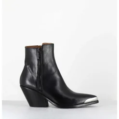 Santiags En Cuir Noir Bout Metallique - 4910 Diver Nero