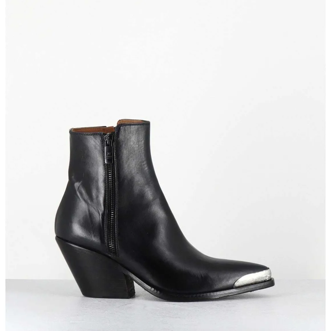 Santiags En Cuir Noir Bout Metallique - 4910 Diver Nero