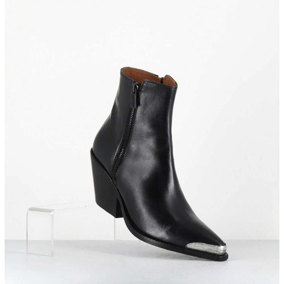 Santiags En Cuir Noir Bout Metallique - 4910 Diver Nero