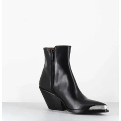 Santiags En Cuir Noir Bout Metallique - 4910 Diver Nero