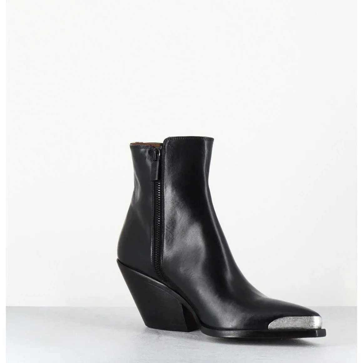 Santiags En Cuir Noir Bout Metallique - 4910 Diver Nero