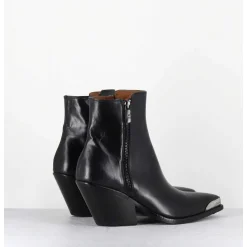 Santiags En Cuir Noir Bout Metallique - 4910 Diver Nero