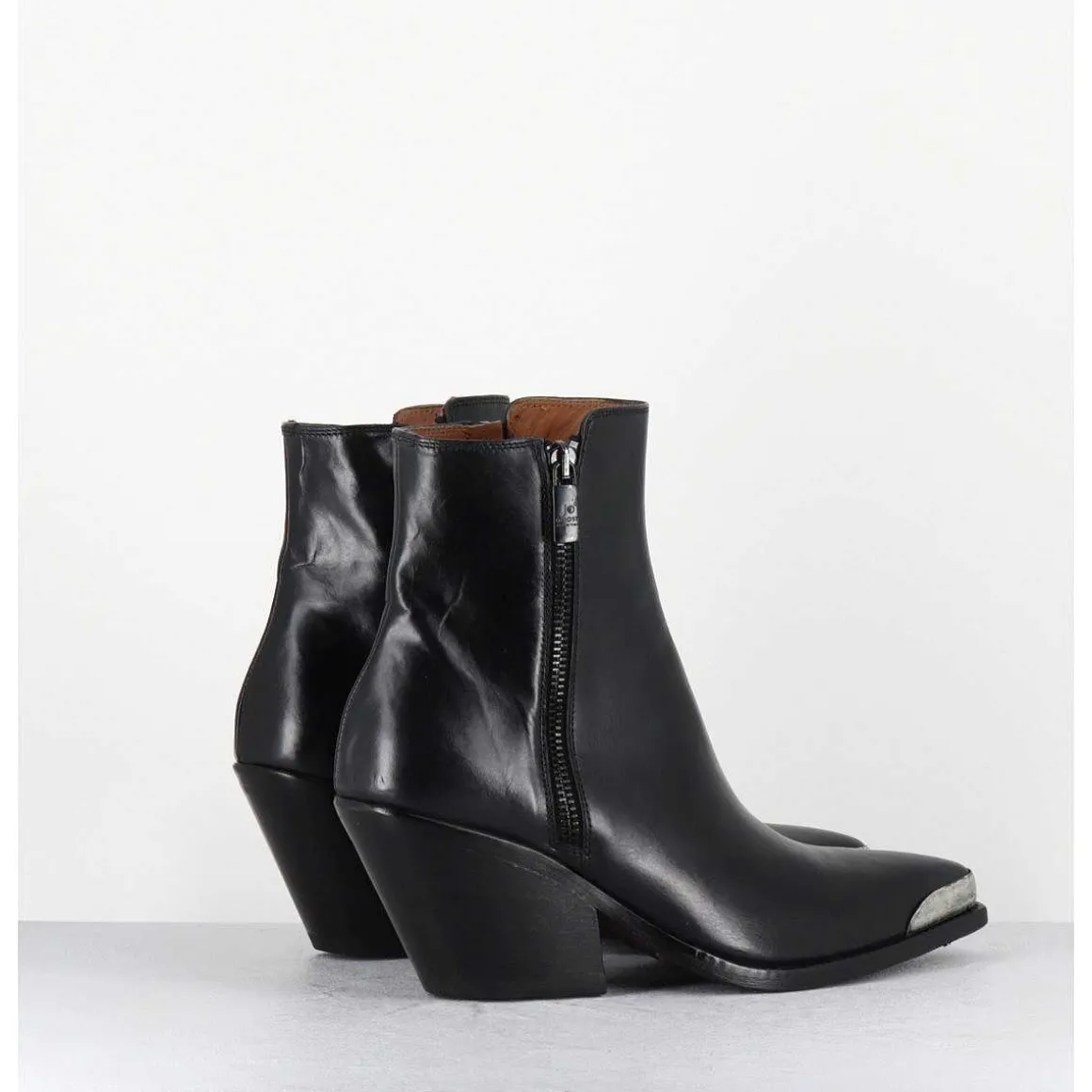 Santiags En Cuir Noir Bout Metallique - 4910 Diver Nero