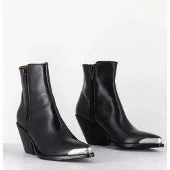 Santiags En Cuir Noir Bout Metallique - 4910 Diver Nero