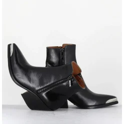 Santiags En Cuir Noir Bout Metallique - 4910 Diver Nero