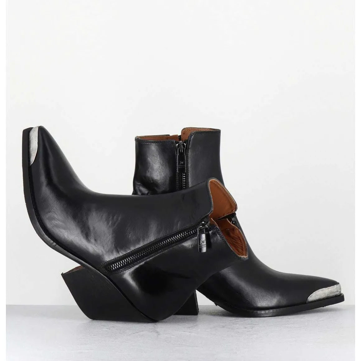 Santiags En Cuir Noir Bout Metallique - 4910 Diver Nero