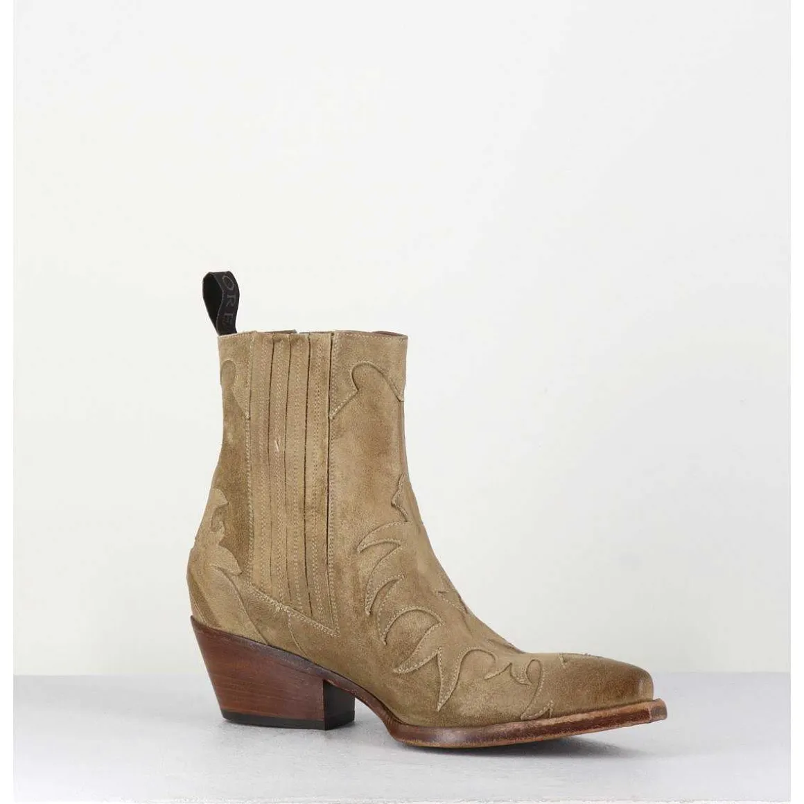 Santiags Flammes En Daim Taupe - Sr3651 Fango
