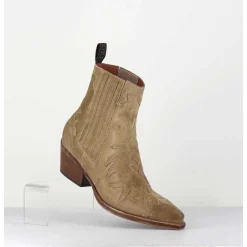 Santiags Flammes En Daim Taupe - Sr3651 Fango