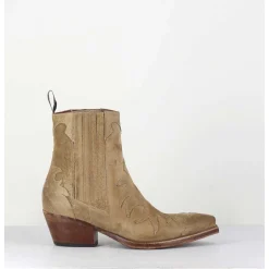 Santiags Flammes En Daim Taupe - Sr3651 Fango