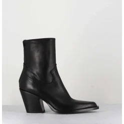 Santiags Talon Haut En Cuir Noir Souple - Desi Fular Nero