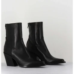 Santiags Talon Haut En Cuir Noir Souple - Desi Fular Nero