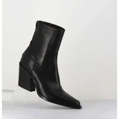 Santiags Talon Haut En Cuir Noir Souple - Desi Fular Nero