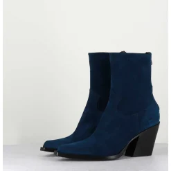 Santiags Talon Haut En Daim Bleu - Desi Chelin Blu